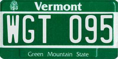 VT license plate WGT095