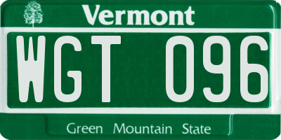 VT license plate WGT096