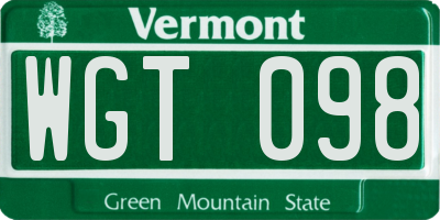 VT license plate WGT098