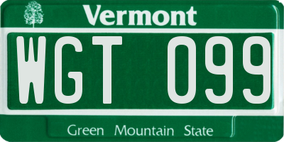 VT license plate WGT099