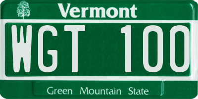 VT license plate WGT100