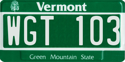VT license plate WGT103