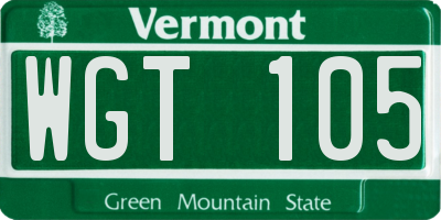 VT license plate WGT105