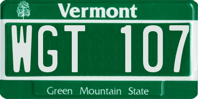 VT license plate WGT107