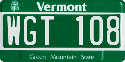 VT license plate WGT108