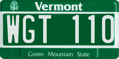 VT license plate WGT110