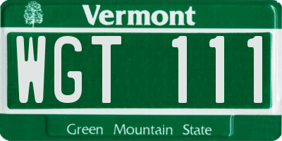 VT license plate WGT111