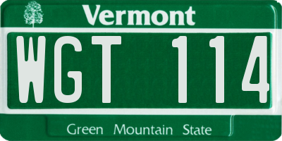 VT license plate WGT114