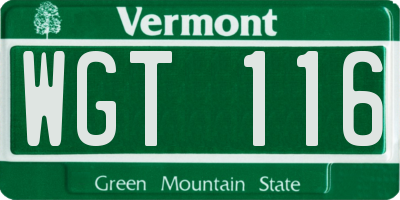 VT license plate WGT116