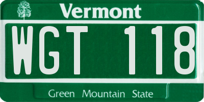 VT license plate WGT118