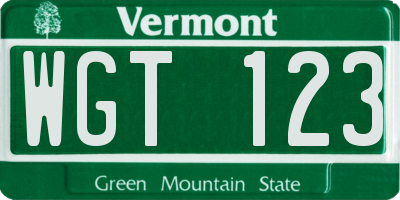 VT license plate WGT123