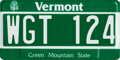 VT license plate WGT124
