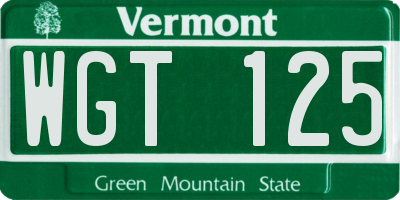 VT license plate WGT125