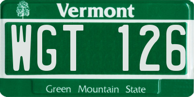 VT license plate WGT126