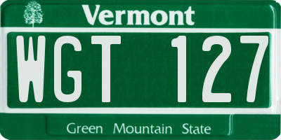 VT license plate WGT127