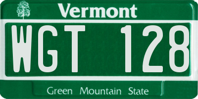 VT license plate WGT128