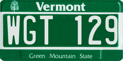 VT license plate WGT129