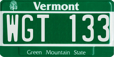 VT license plate WGT133