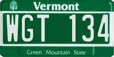 VT license plate WGT134