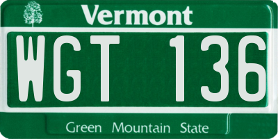 VT license plate WGT136