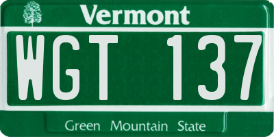 VT license plate WGT137