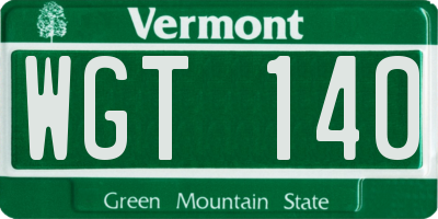 VT license plate WGT140