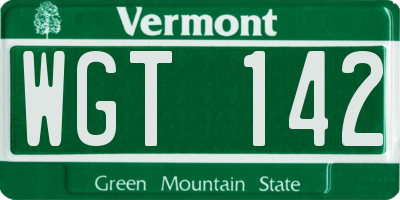 VT license plate WGT142