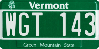 VT license plate WGT143