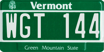 VT license plate WGT144