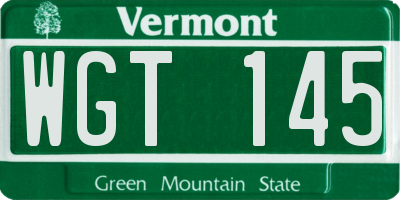 VT license plate WGT145
