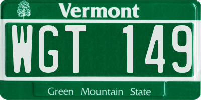 VT license plate WGT149