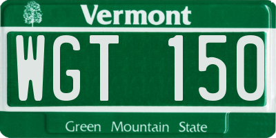 VT license plate WGT150