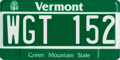 VT license plate WGT152