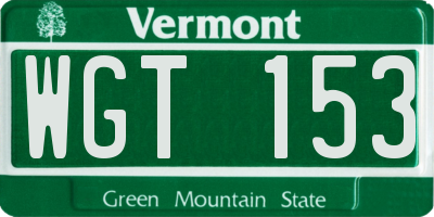 VT license plate WGT153