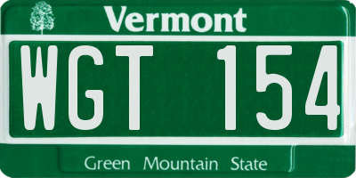 VT license plate WGT154