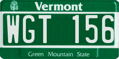 VT license plate WGT156