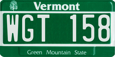 VT license plate WGT158