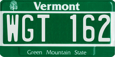 VT license plate WGT162