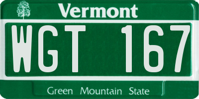 VT license plate WGT167