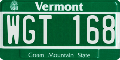 VT license plate WGT168
