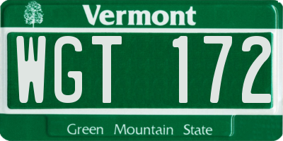 VT license plate WGT172