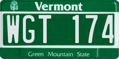 VT license plate WGT174