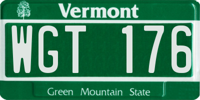VT license plate WGT176