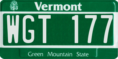 VT license plate WGT177