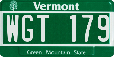 VT license plate WGT179