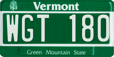 VT license plate WGT180