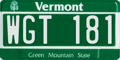 VT license plate WGT181