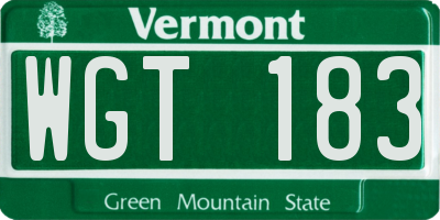 VT license plate WGT183