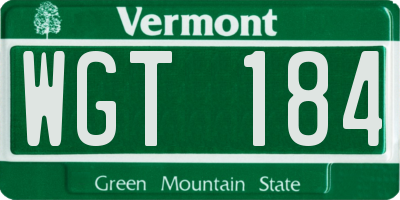 VT license plate WGT184