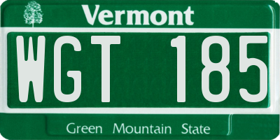 VT license plate WGT185